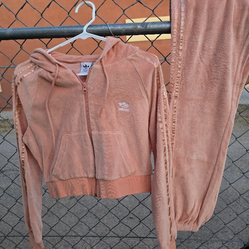 Adidas Peach Velour Tracksuit
